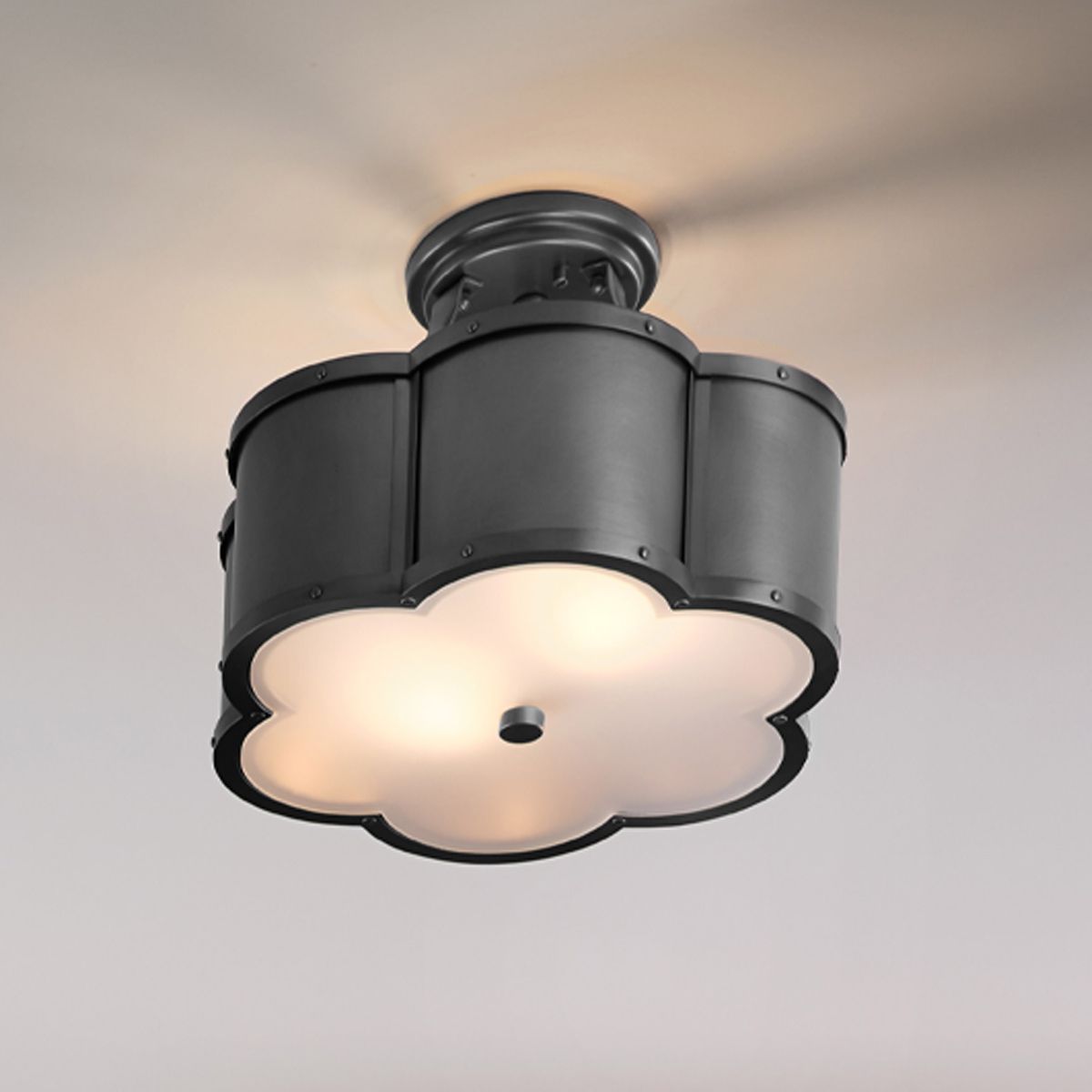 Quintiesse - Chance Double Semi Flush Ceiling Light - Blackened Brass