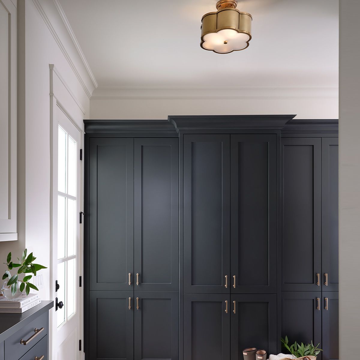 Quintiesse - Chance Double Semi Flush Ceiling Light - Heritage Brass