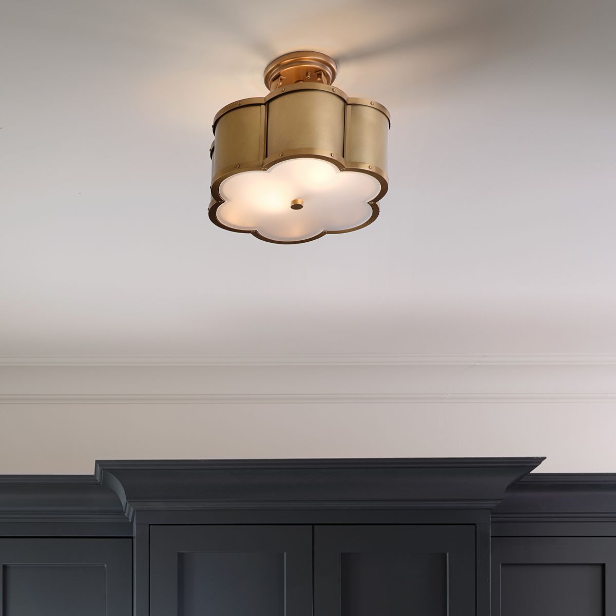 Quintiesse - Chance Double Semi Flush Ceiling Light - Heritage Brass