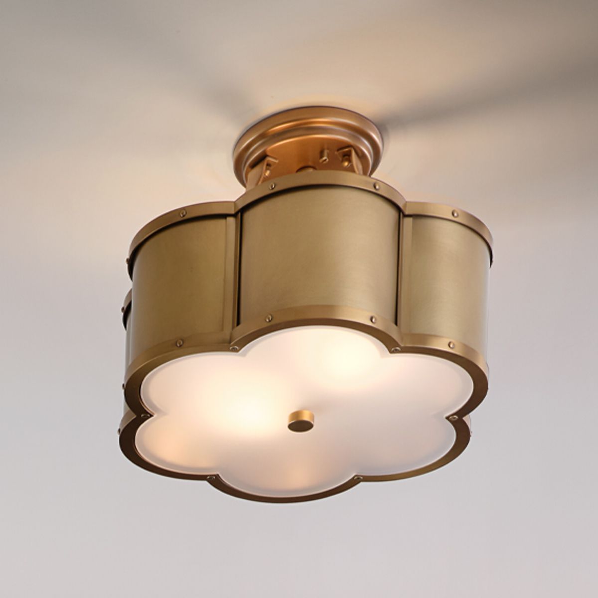 Quintiesse - Chance Double Semi Flush Ceiling Light - Heritage Brass