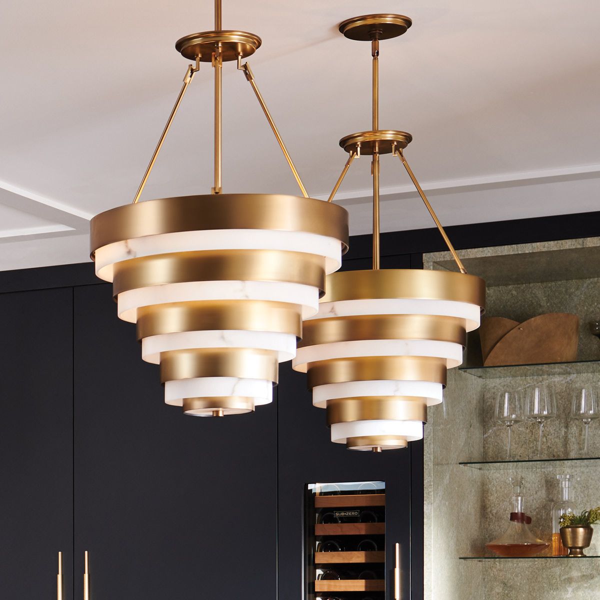 Quintiesse - Echelon 4 Light Pendant Light - Brass
