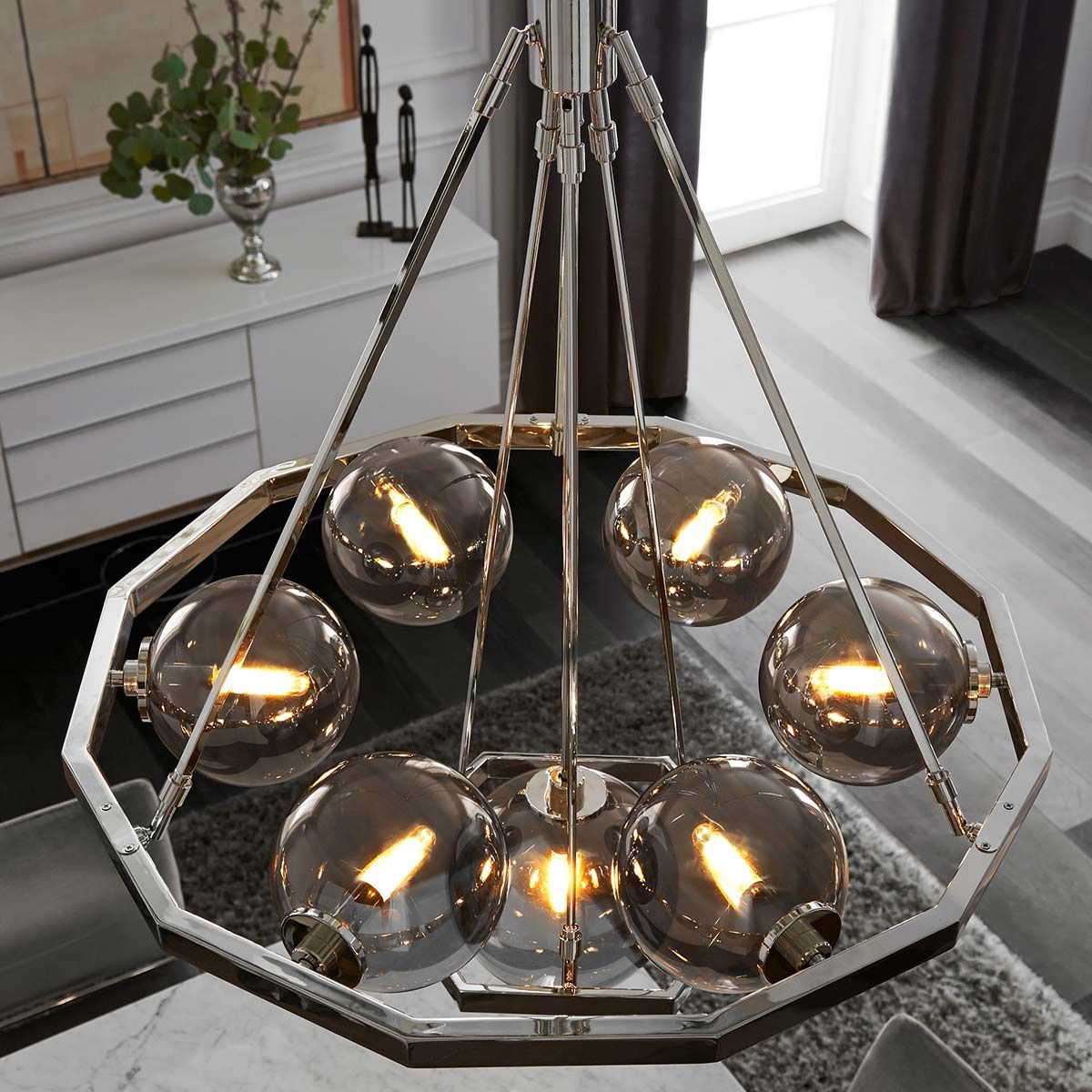 Quintiesse - Padstow 7 Light Chandelier - Nickel
