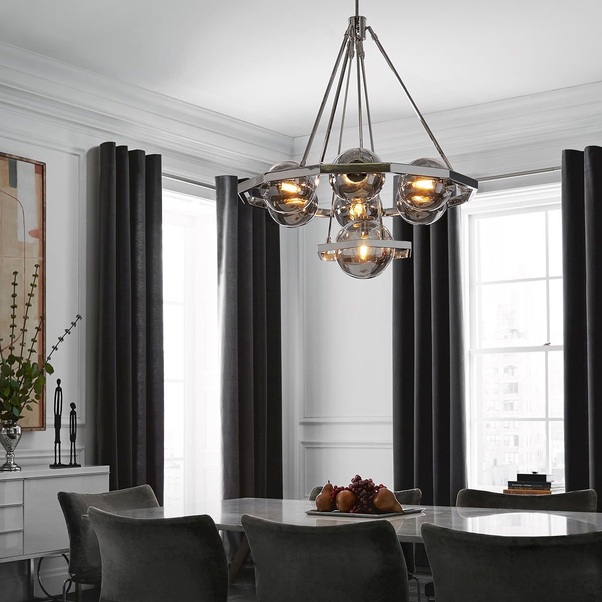 Quintiesse - Padstow 7 Light Chandelier - Nickel