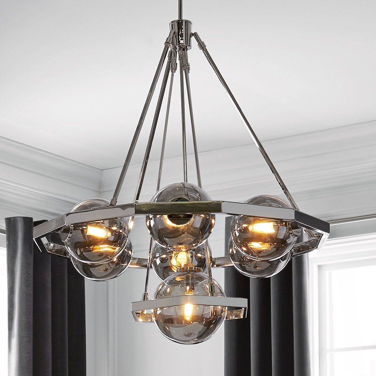 Quintiesse - Padstow 7 Light Chandelier - Nickel