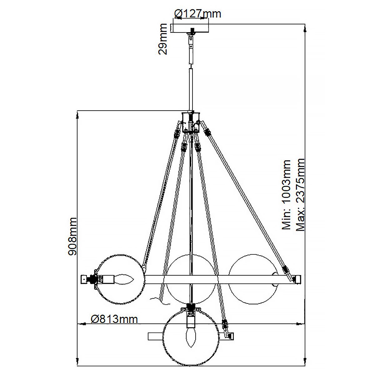 Quintiesse - Padstow 7 Light Chandelier - Nickel