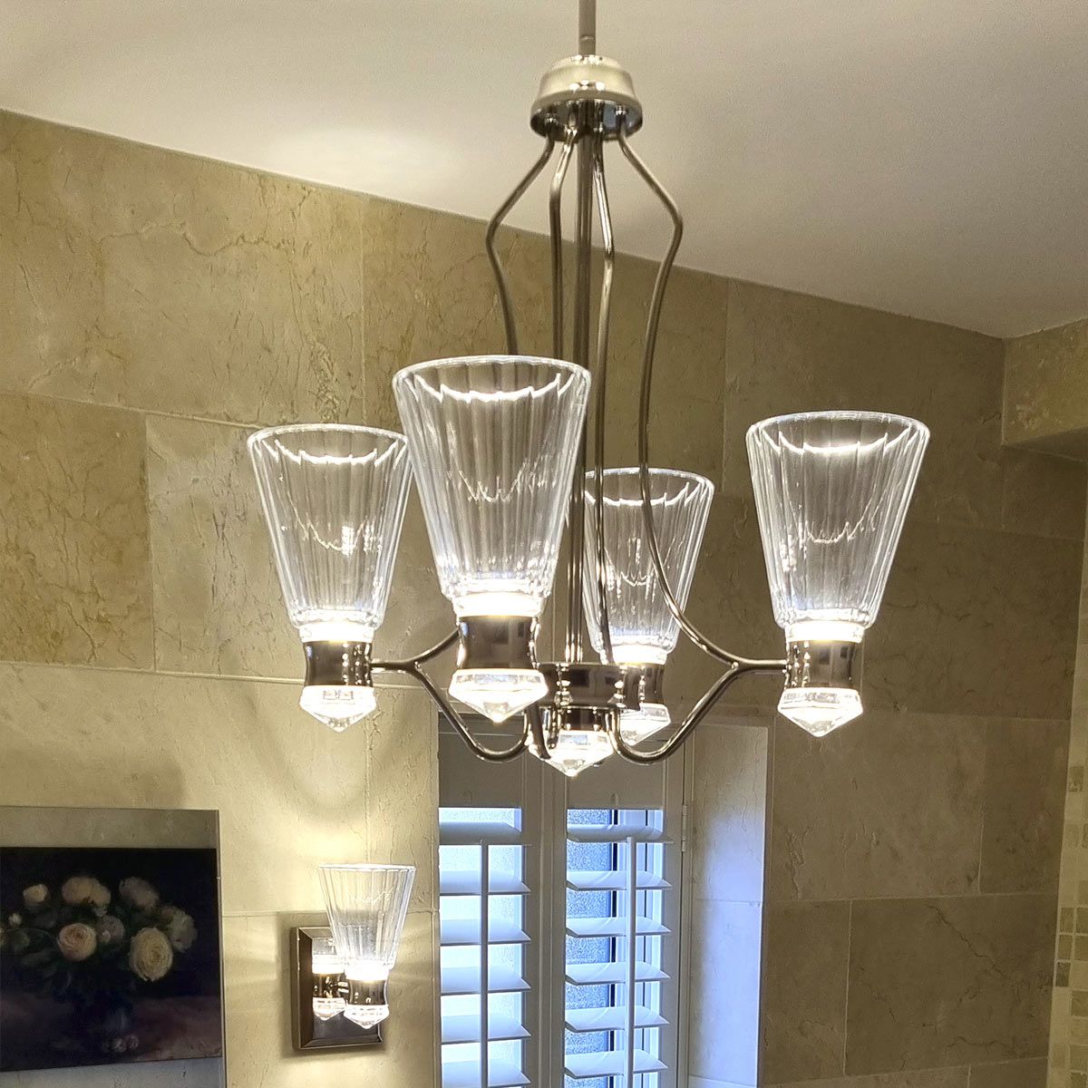 Quintiesse - Kayva LED 9 Light 4 Arm Chandelier - Nickel
