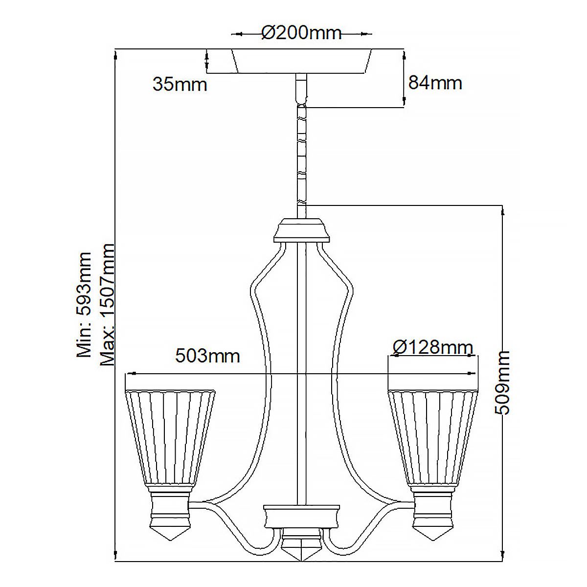 Quintiesse - Kayva LED 9 Light 4 Arm Chandelier - Nickel