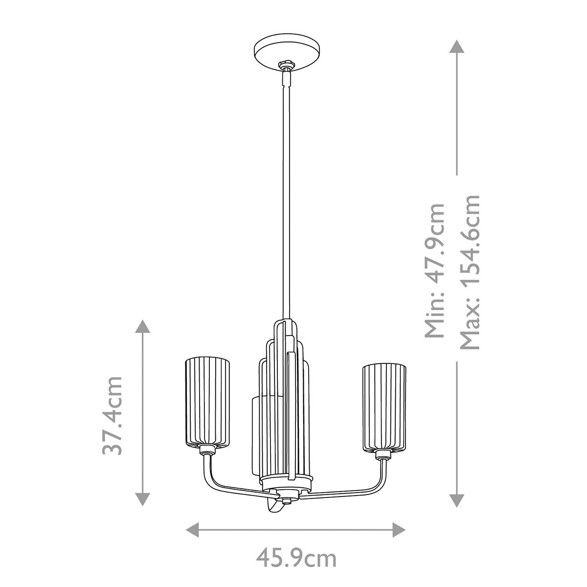 Quintiesse - Kimrose Triple Chandelier - Brass