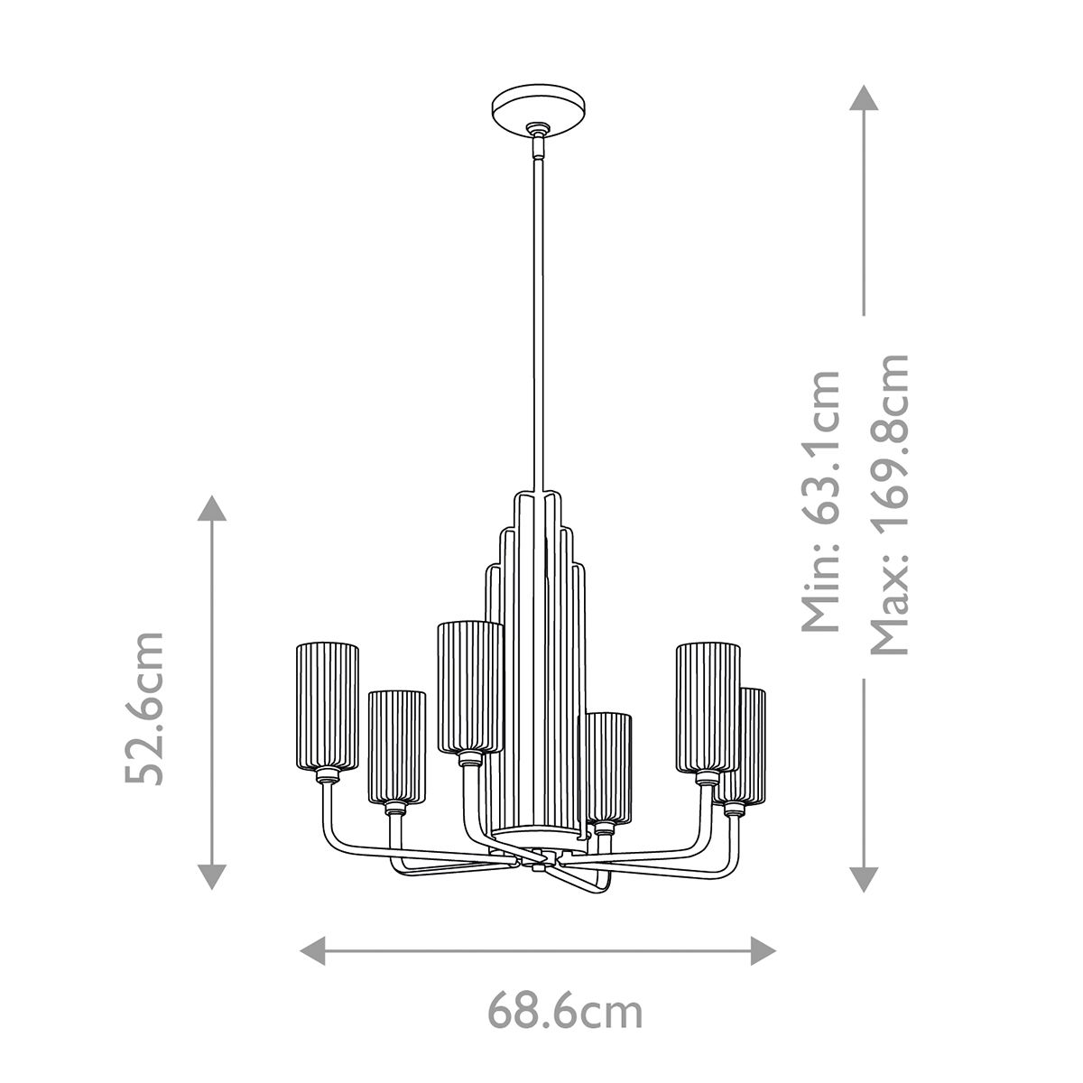 Quintiesse - Kimrose 6 Light Chandelier - Brass