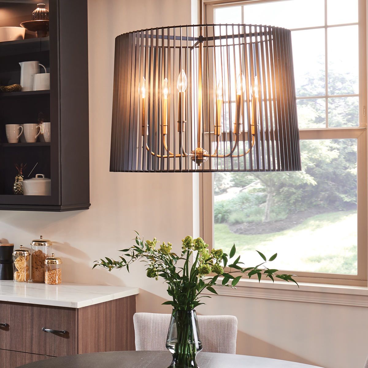 Quintiesse - Linara 6 Light Chandelier/Pendant Light - Black & Gold