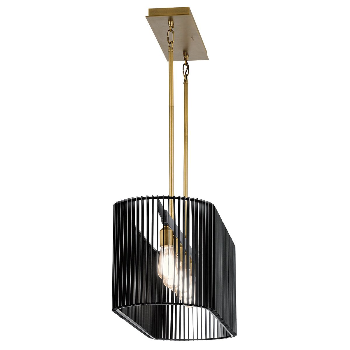 Quintiesse - Linara 5 Light Linear Chandelier - Black & Gold