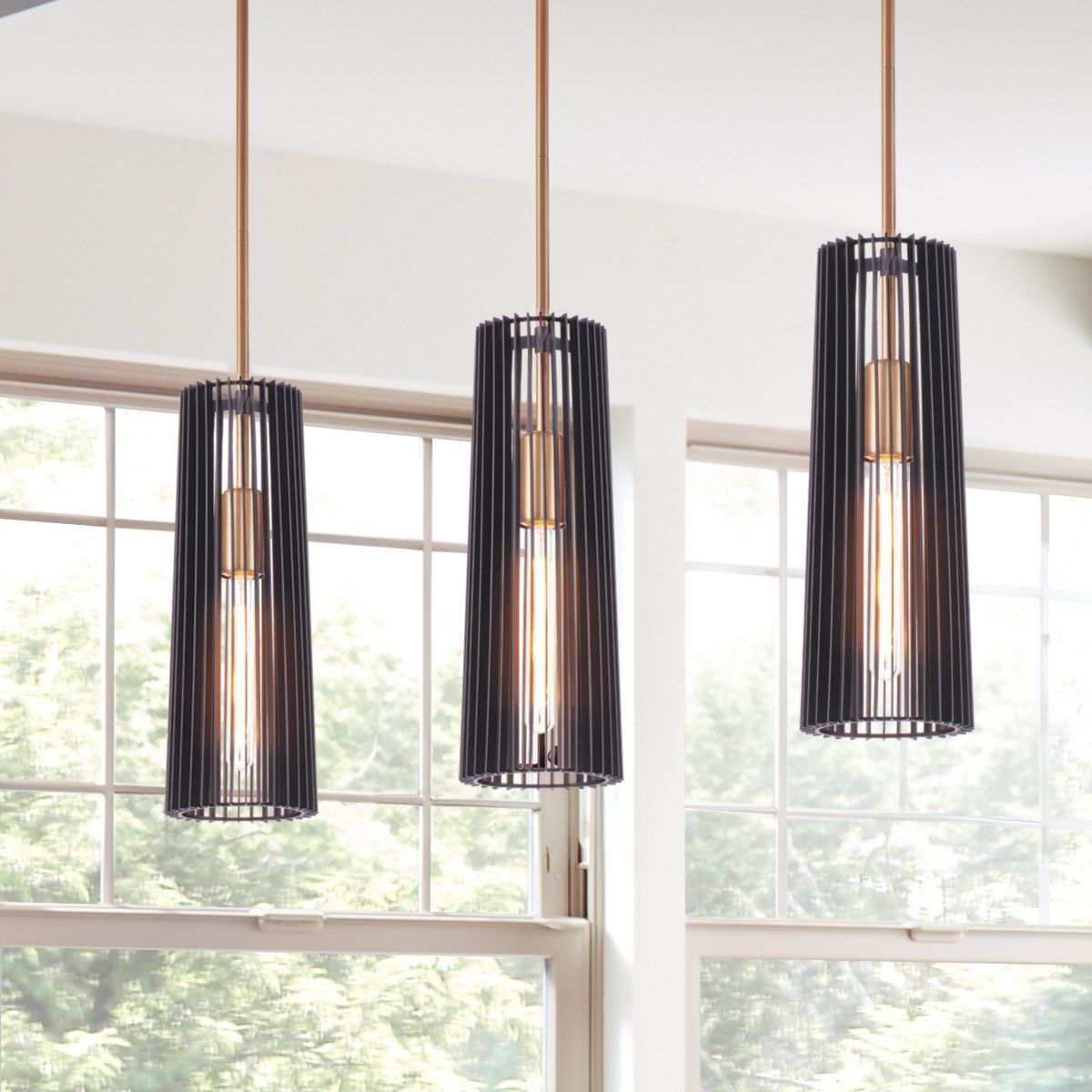 Quintiesse - Linara Single Pendant Light - Black & Gold