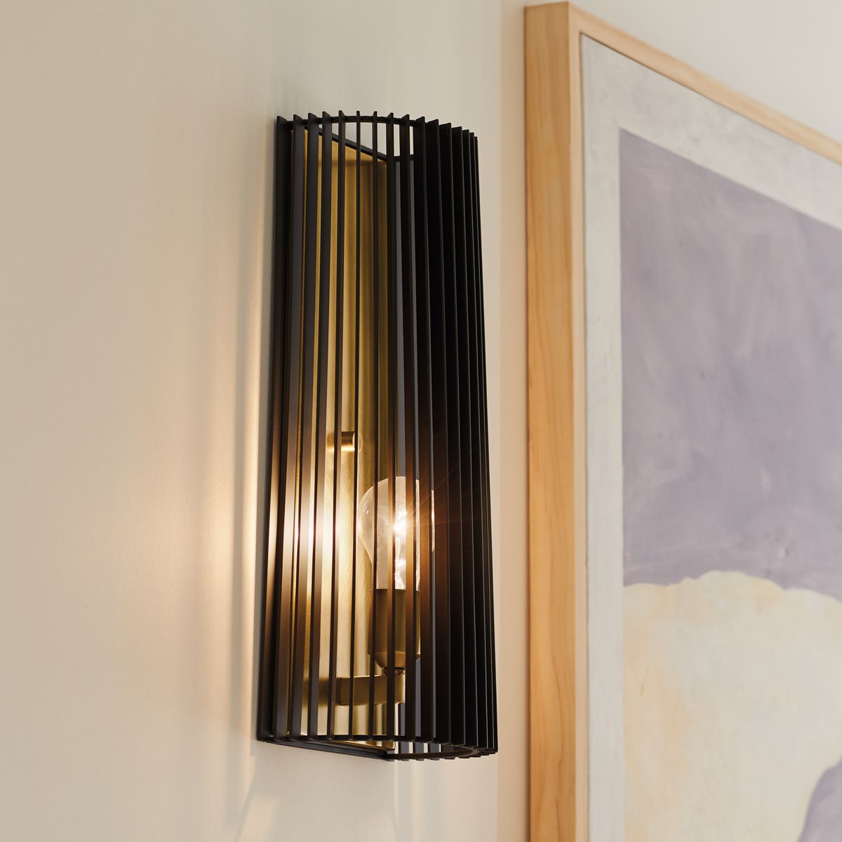 Quintiesse - Linara Single Wall Light - Black & Gold