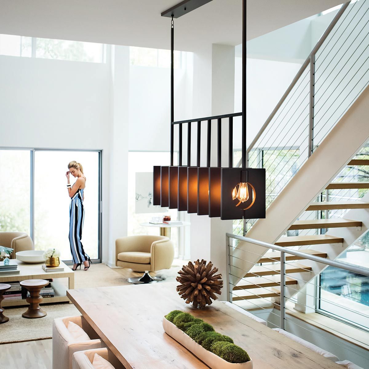Quintiesse - Ludlow 8 Light Pendant Light - Brushed Graphite