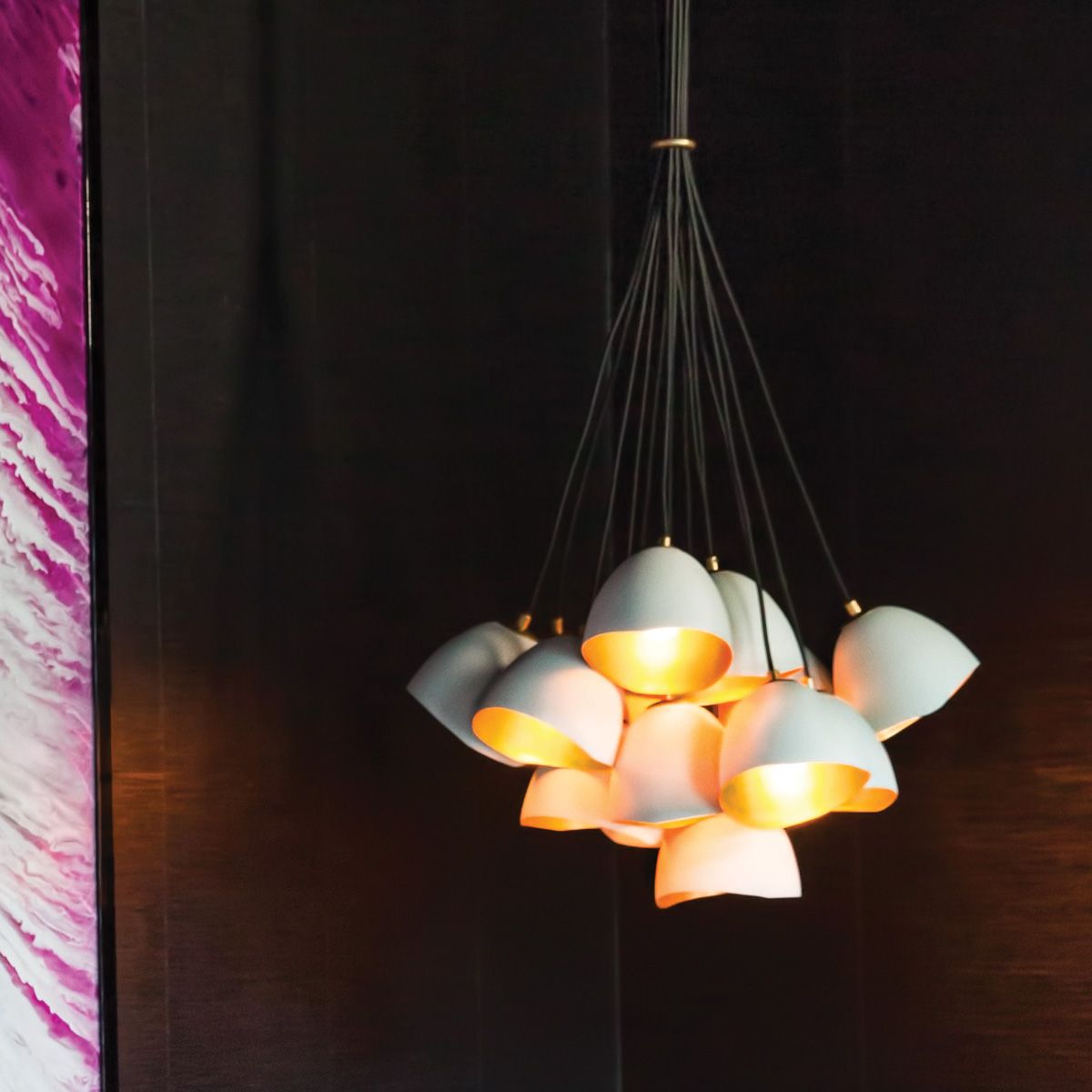 Quintiesse - Nula 15 Light Pendant Light - White & Gold