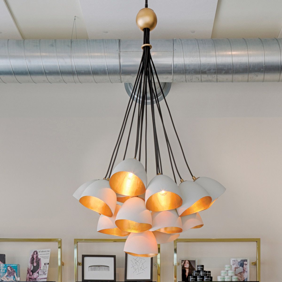 Quintiesse - Nula 15 Light Pendant Light - White & Gold
