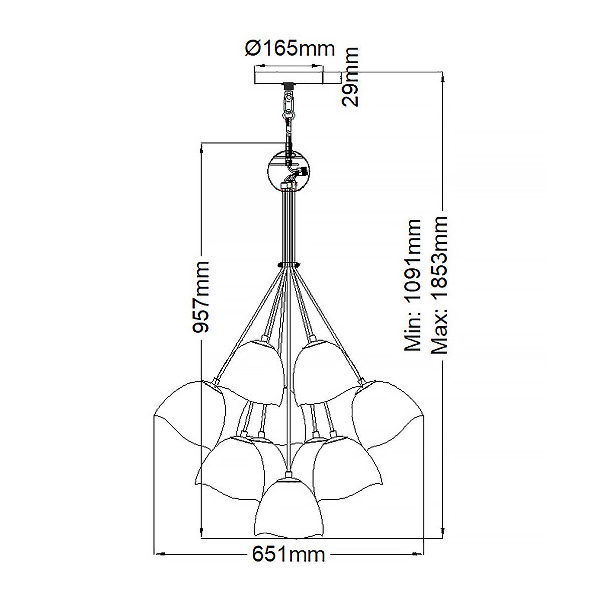 Quintiesse - Nula 15 Light Pendant Light - White & Gold