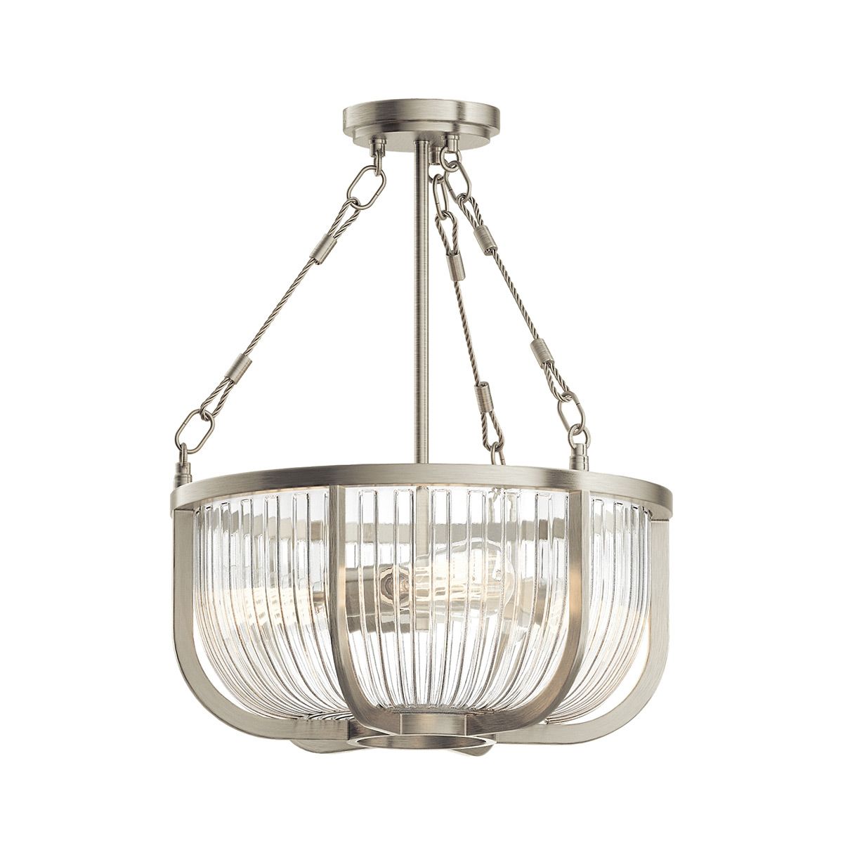 Quintiesse - Roux Triple Pendant Light/Semi Flush Ceiling Light - Nickel