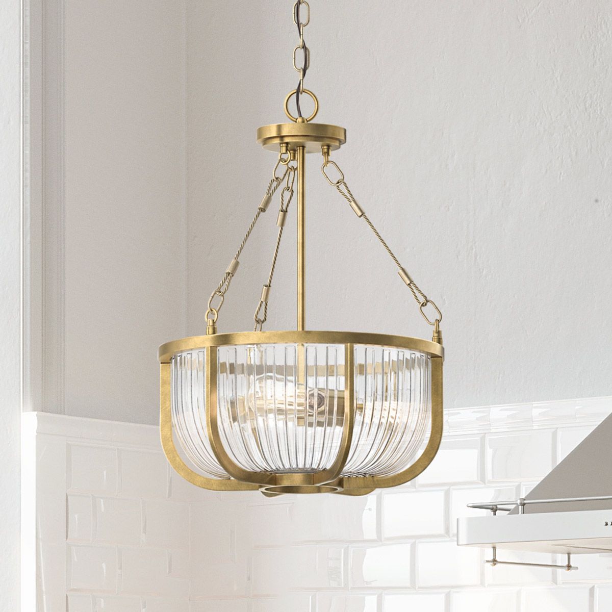Quintiesse - Roux Triple Pendant Light/Semi Flush Ceiling Light - Brass