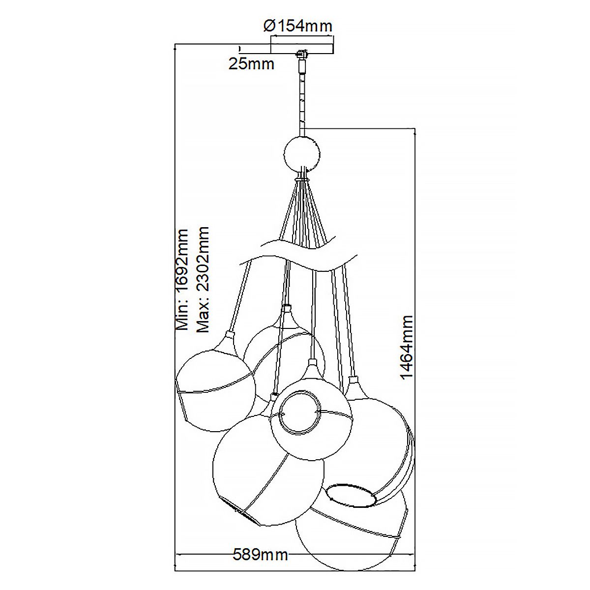 Quintiesse - Skye 6 Light Pendant Light - Brass