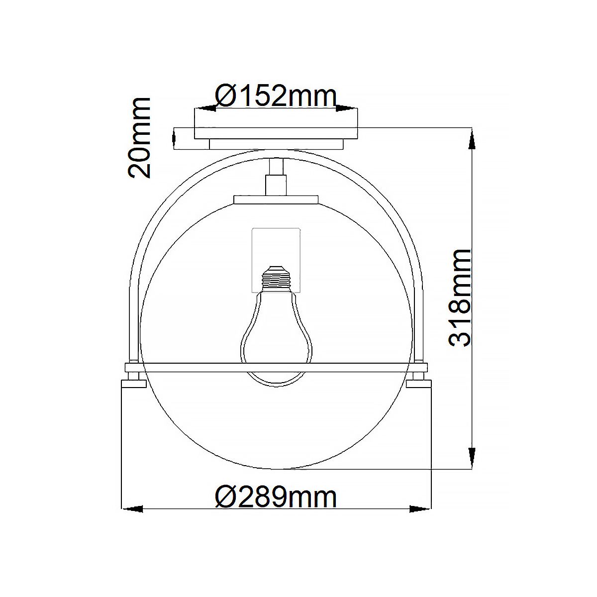 Quintiesse - Somerset Single Flush Ceiling Light - Black