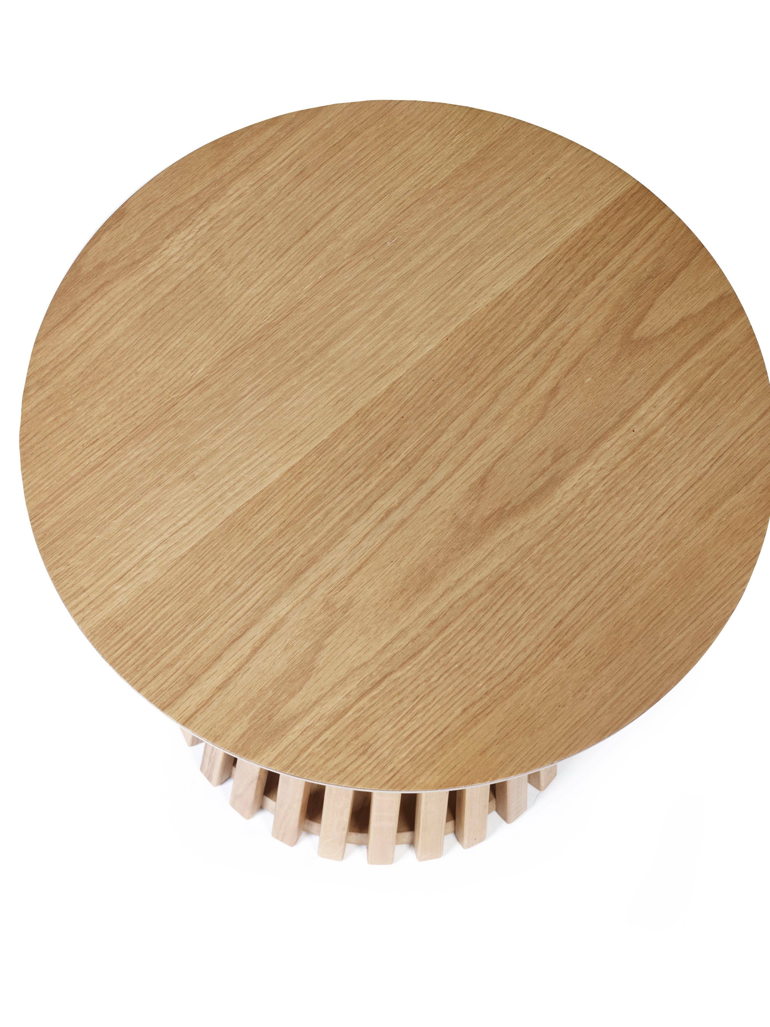 Cato Natural Oak Wood Slatted Side Table