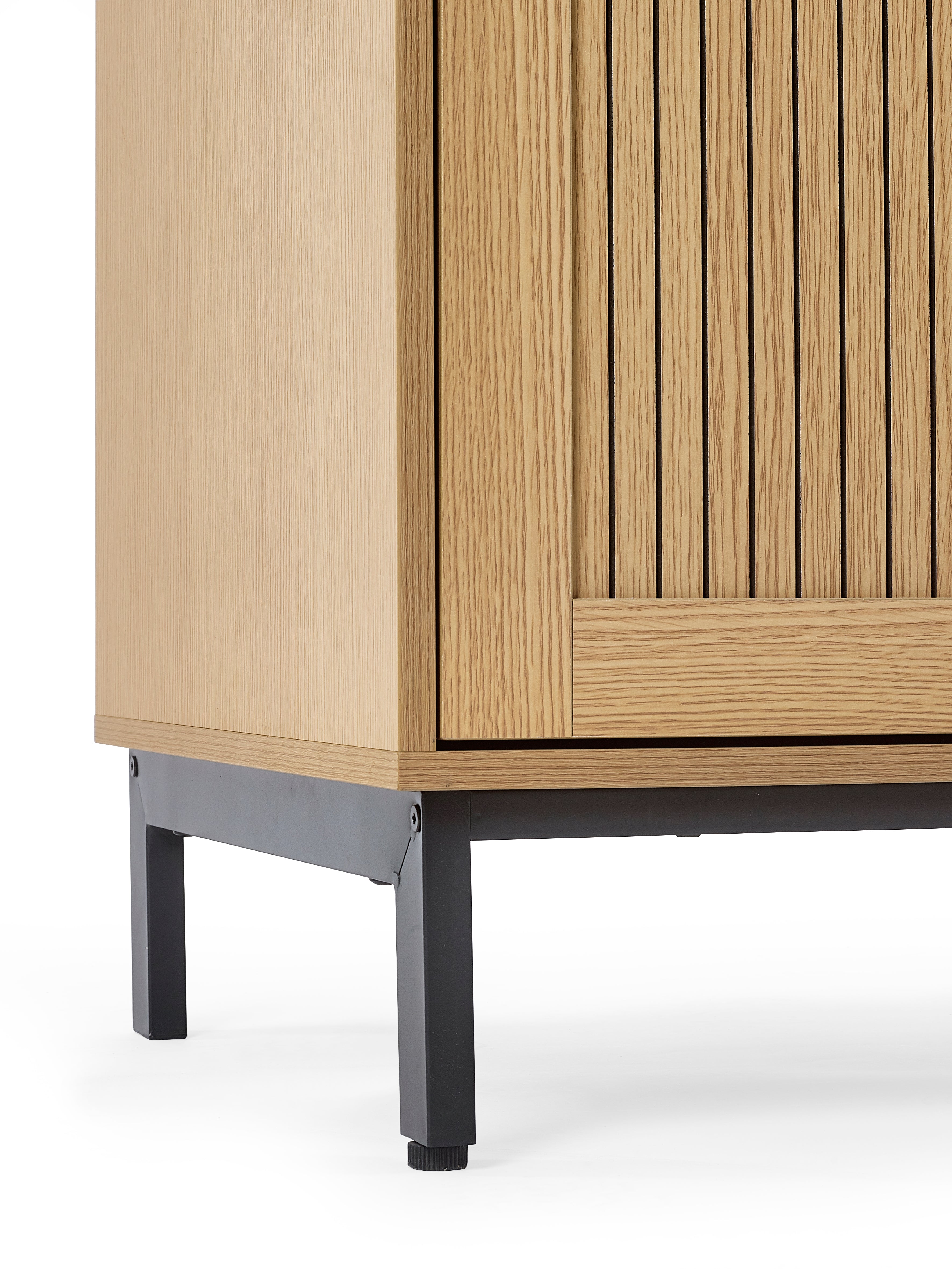 Arya Slatted Oak Wood Double Wardrobe