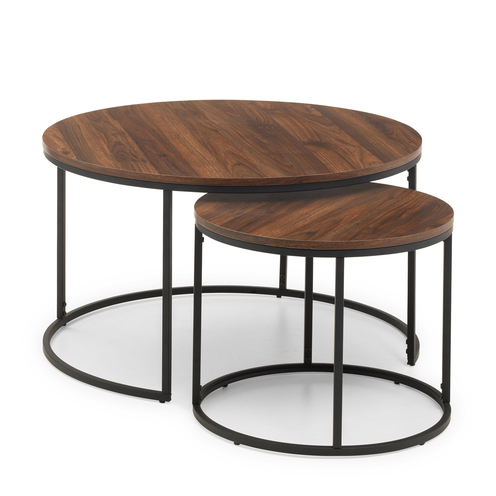 Monroe Walnut Round Nesting Coffee Table