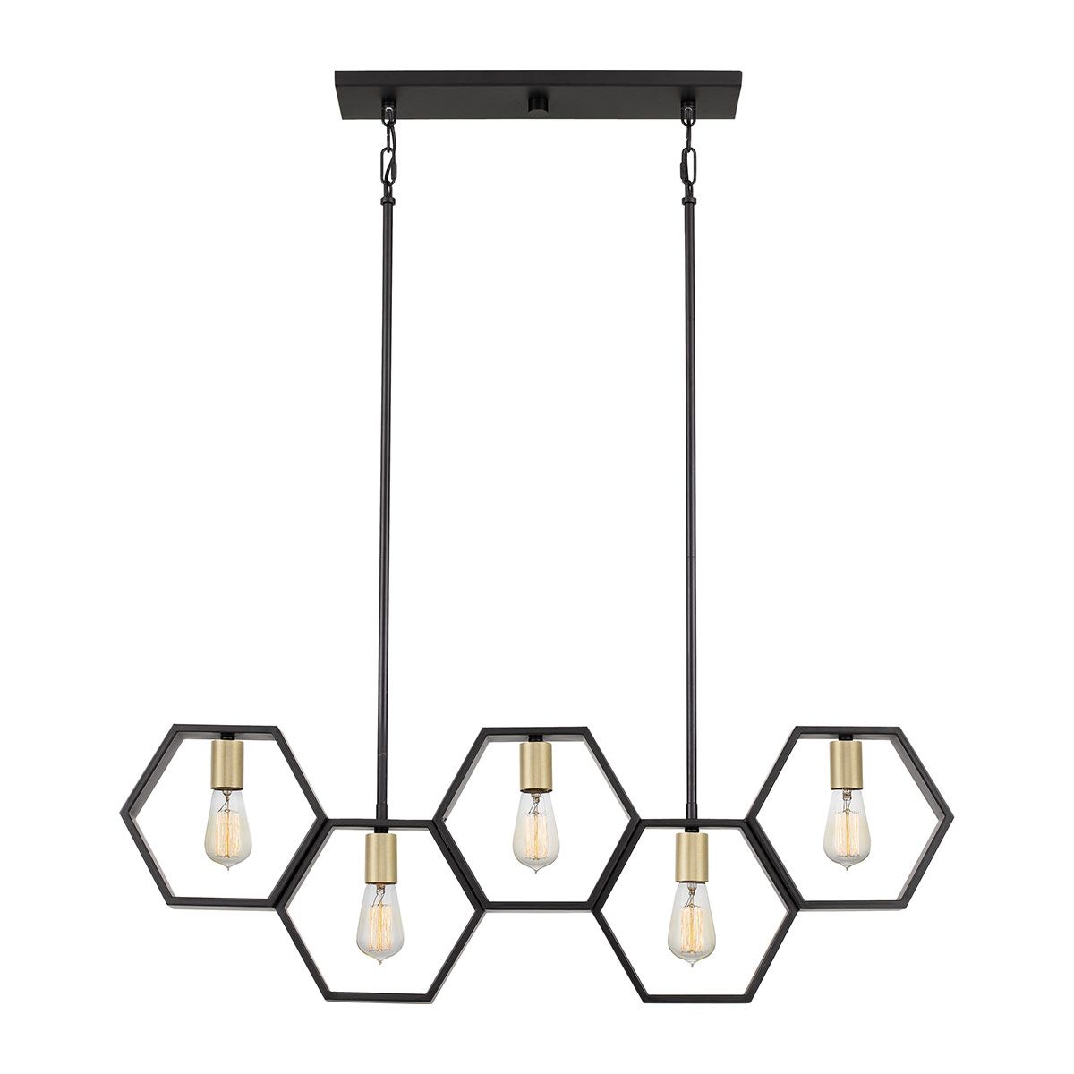 Menton 5 Light Linear Pendant Light - Black