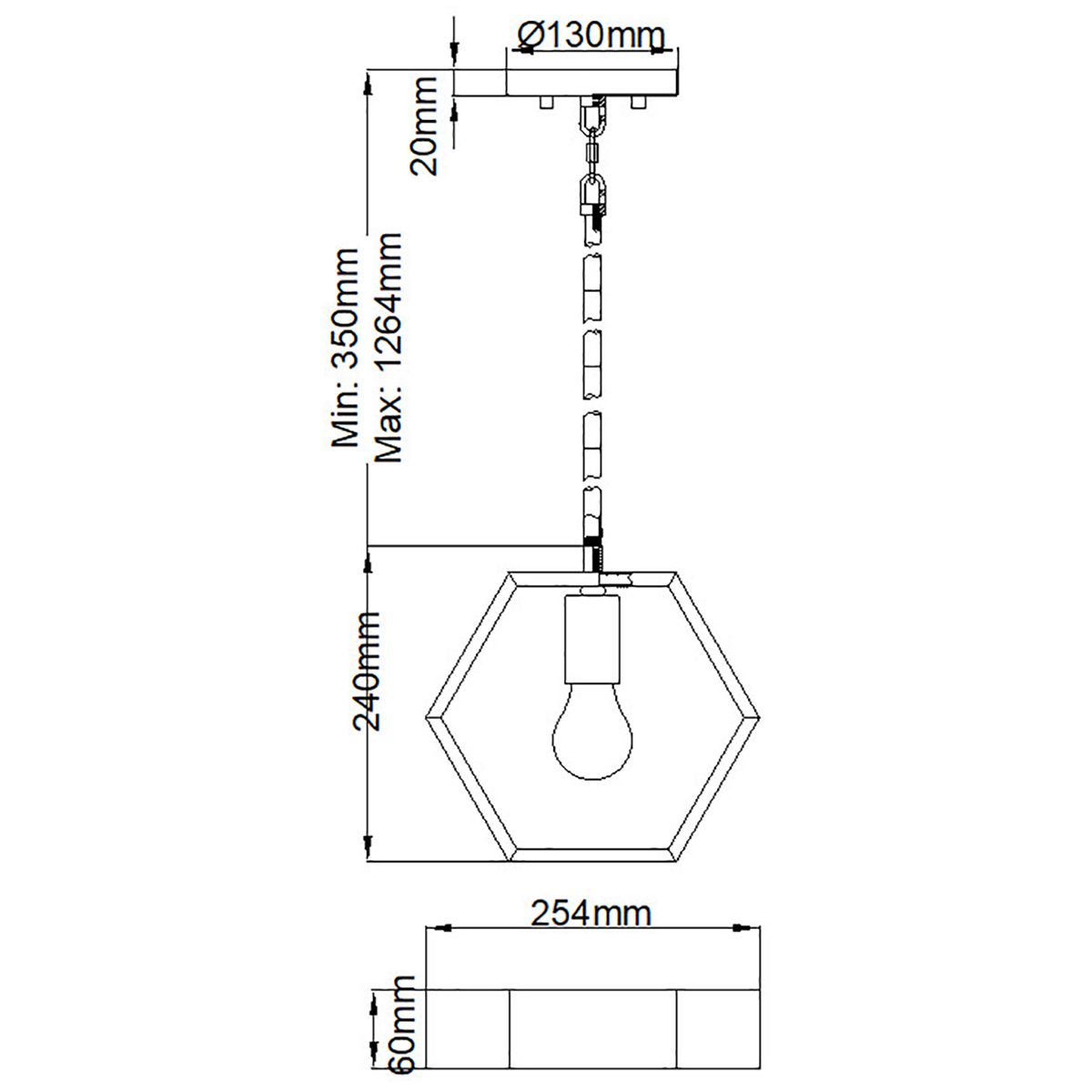 Menton Single Mini Pendant Light - Black