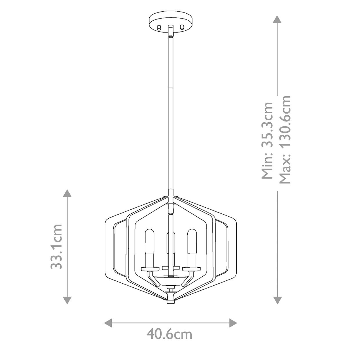 Toulouse Triple Pendant Light - Black