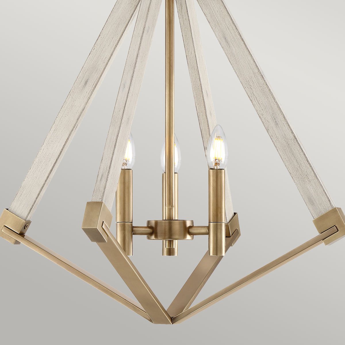 View Point Triple Chandelier - White & Brass