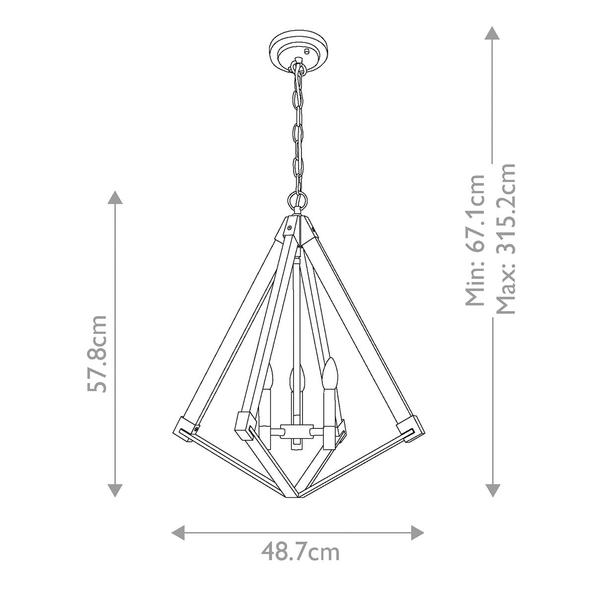 View Point Triple Chandelier - White & Brass