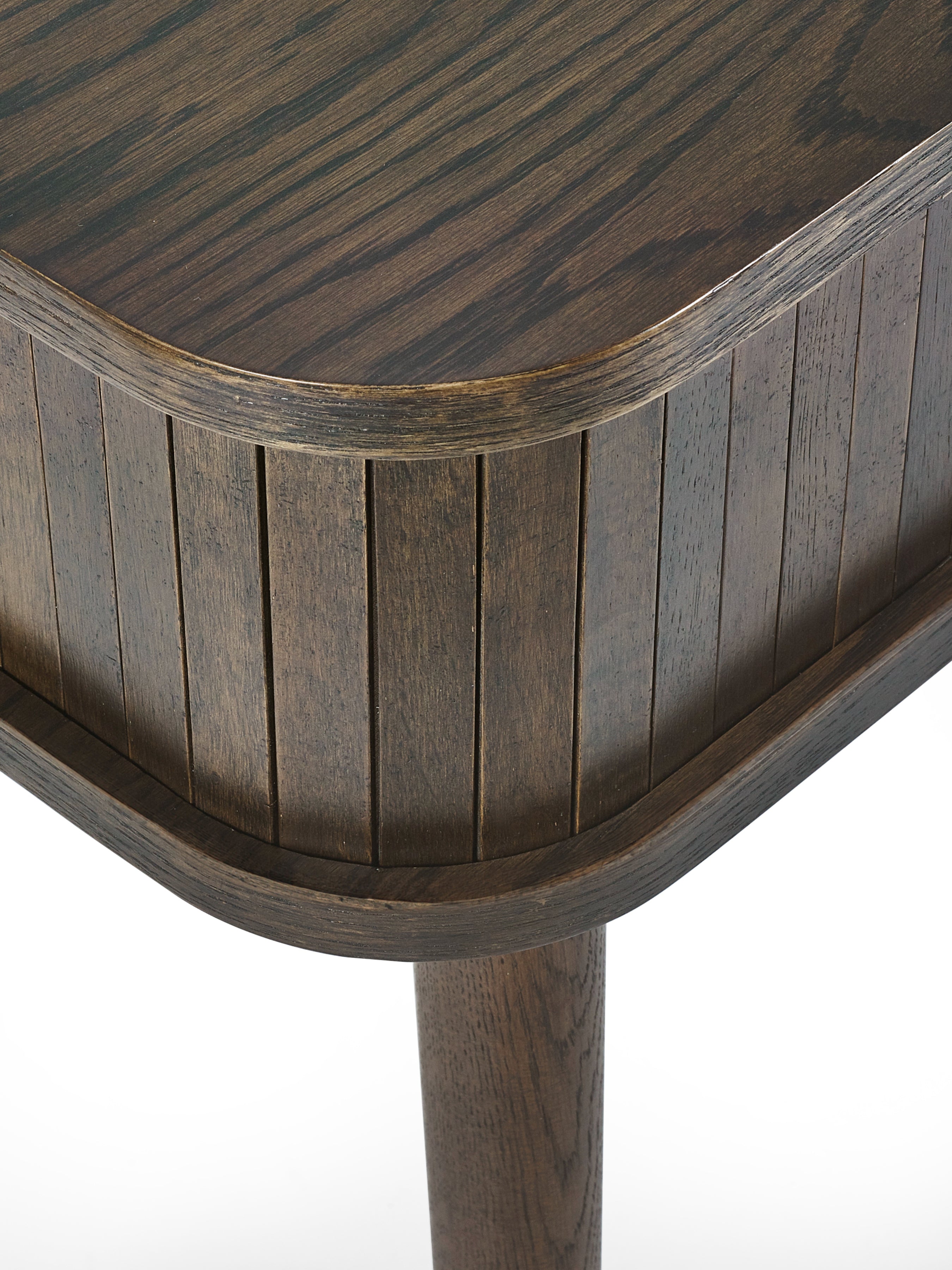 Pedra Dark Oak Wood Slatted Console Table