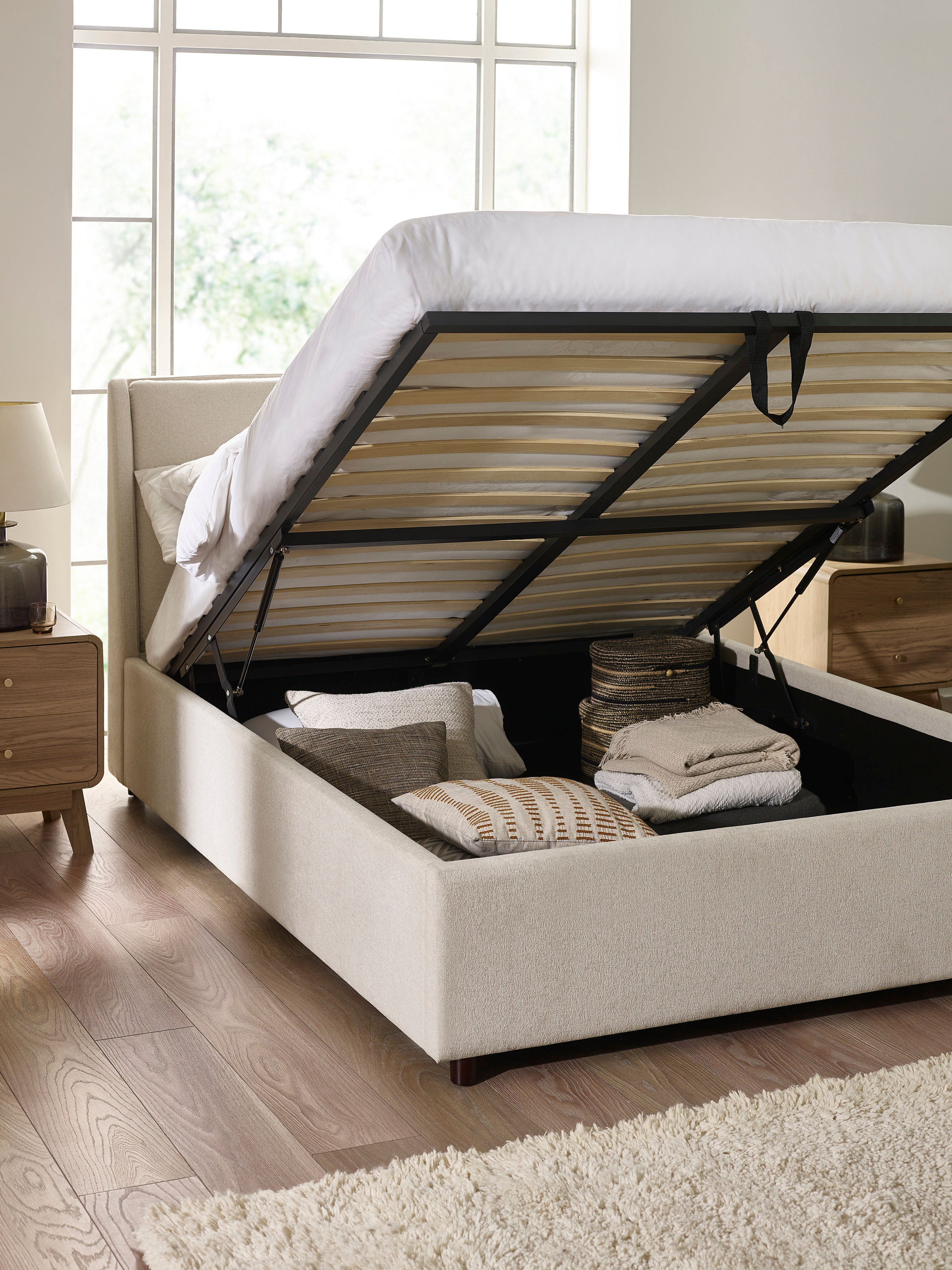 Harmony Beige Ottoman Storage King Bed