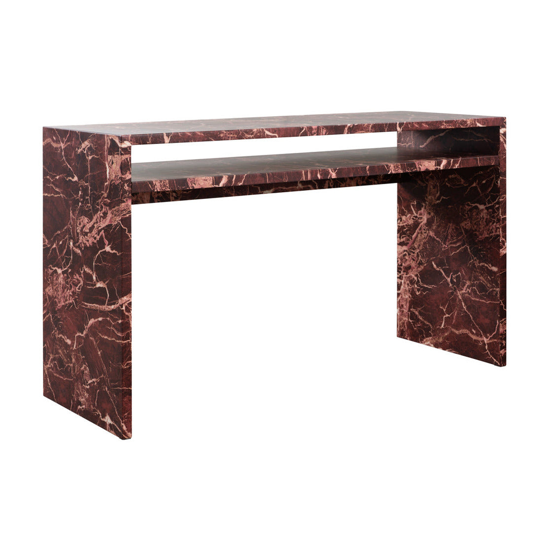 Raffles Rosso Levanto Red Marble Desk/Console Table