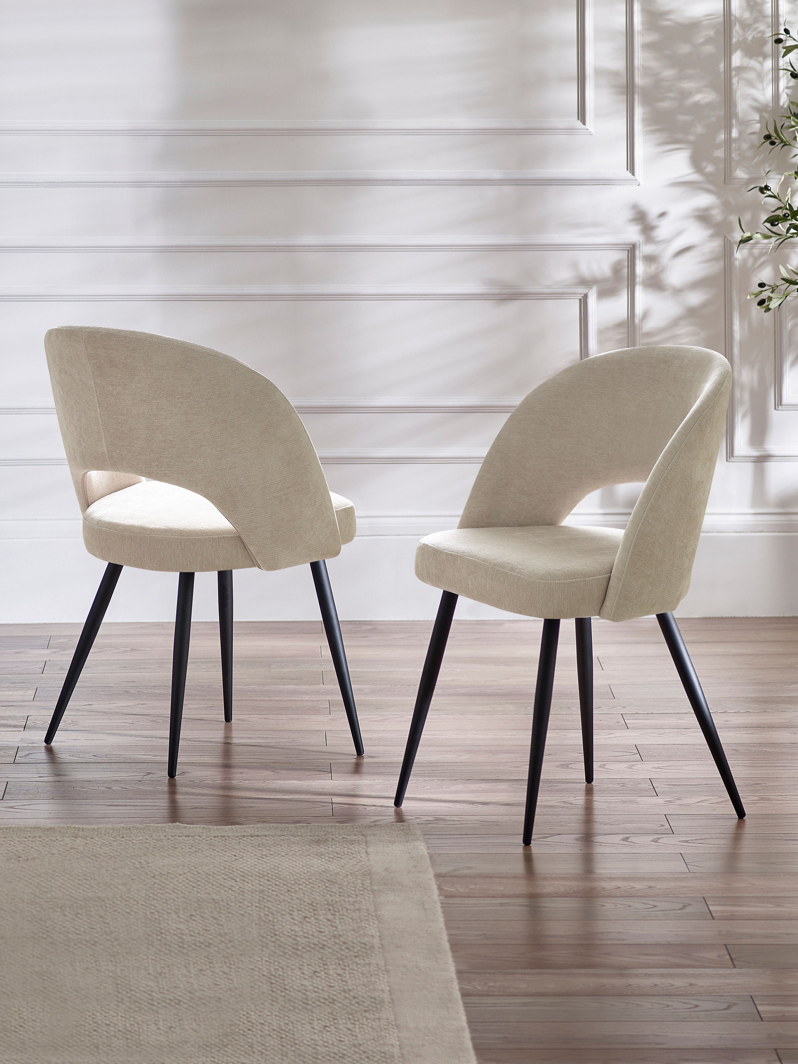 Set of 2 Incia Calico Cream Dining Chairs