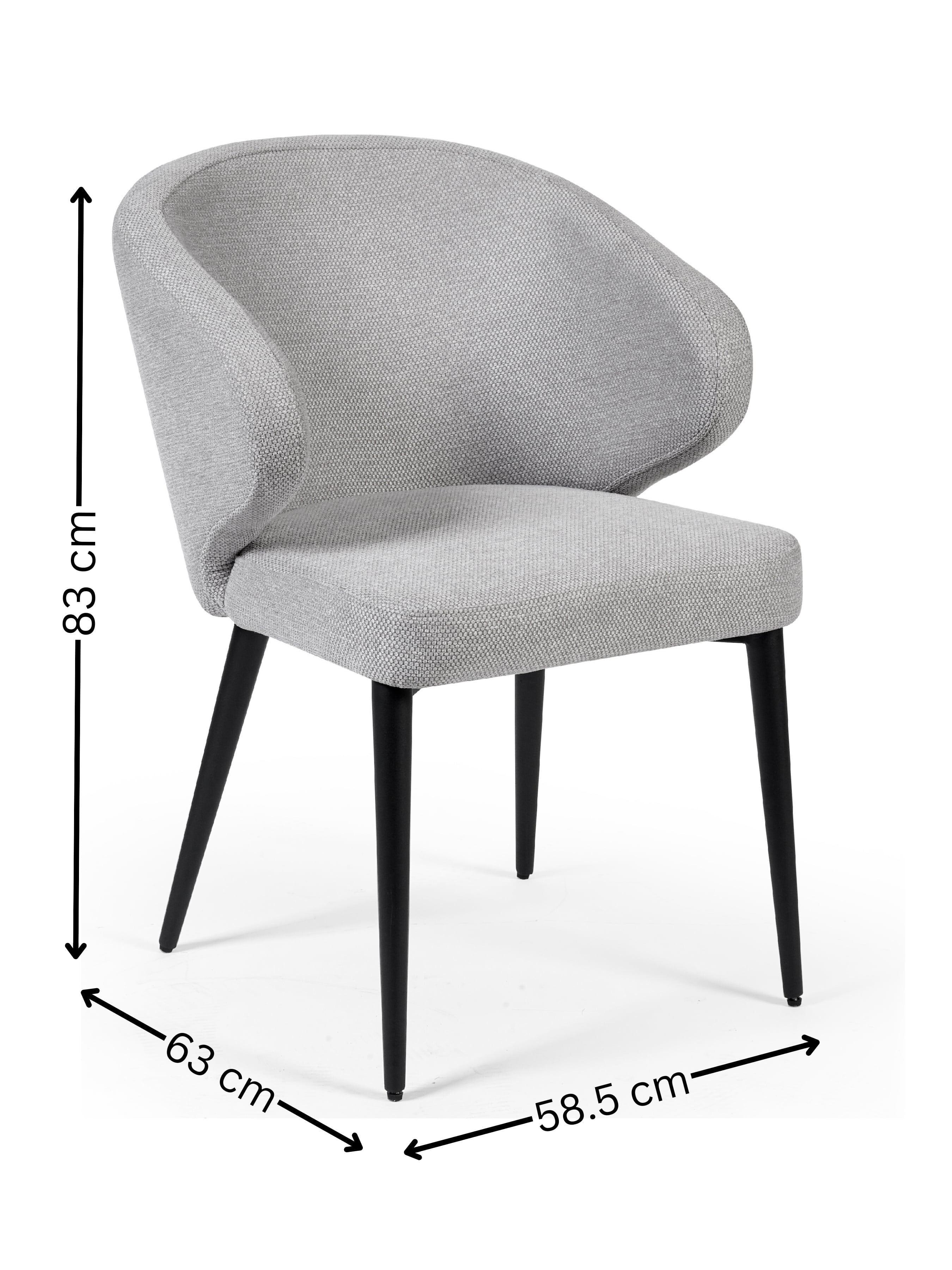 Set of 2 Anders Light Grey Curved Dining Chairs