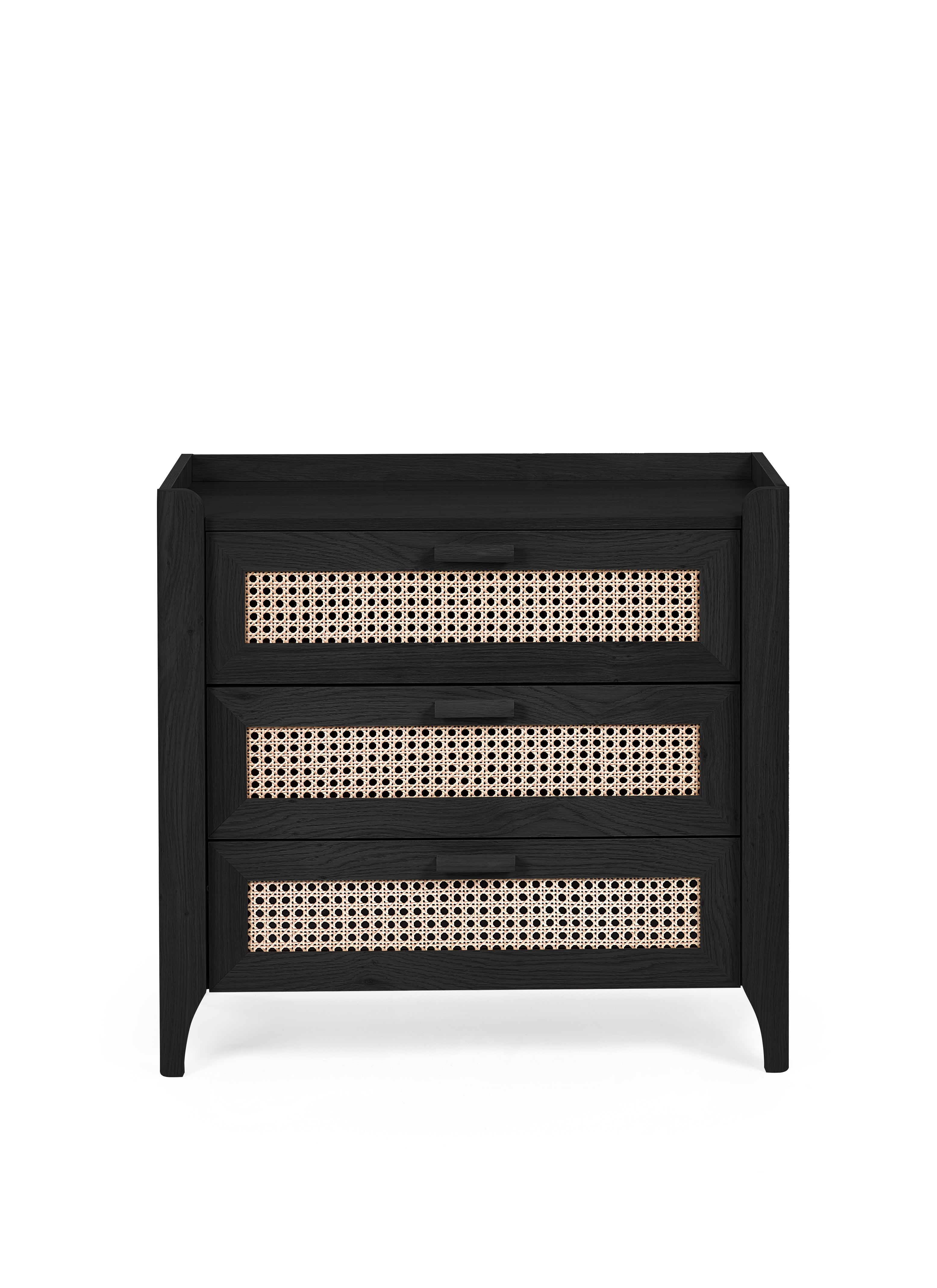 Asbury Wood Chest of Drawers | 3 Drawers - Black Ash