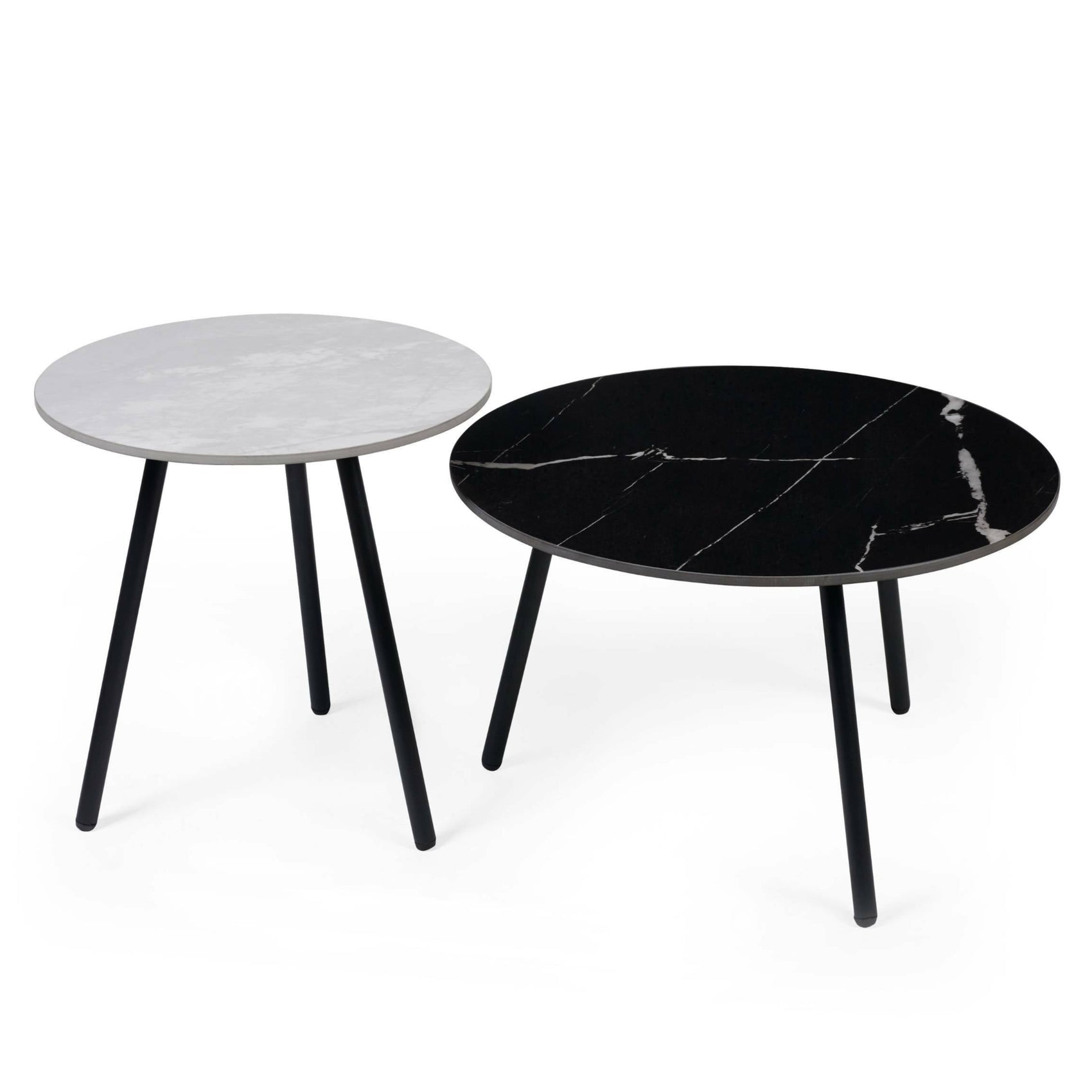 Set of 2 Mirano Grey & Black Stone Side Tables