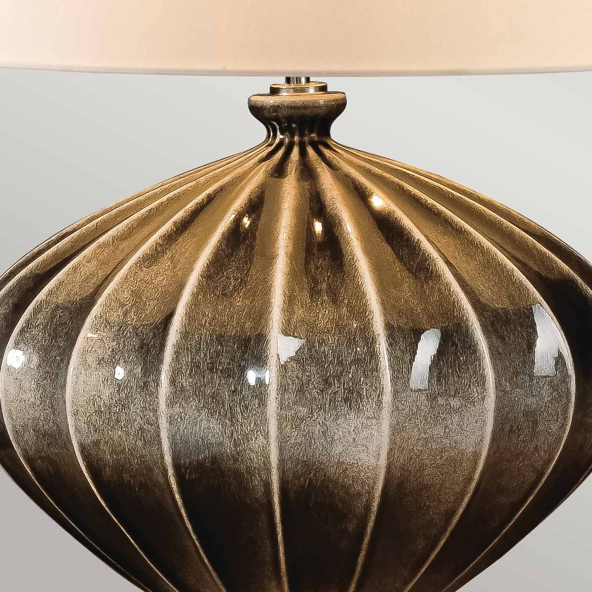 Rib Pumpkin Black Reactive Glaze Table Lamp