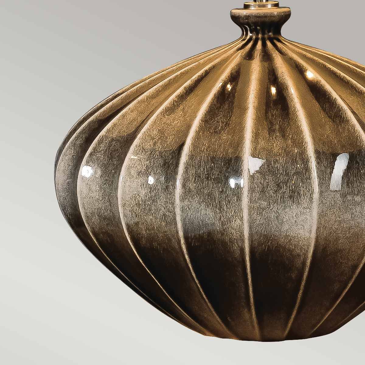 Rib Pumpkin Black Reactive Glaze Table Lamp