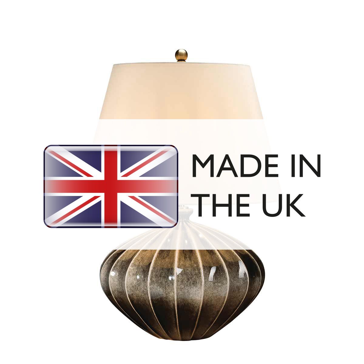 Rib Pumpkin Black Reactive Glaze Table Lamp