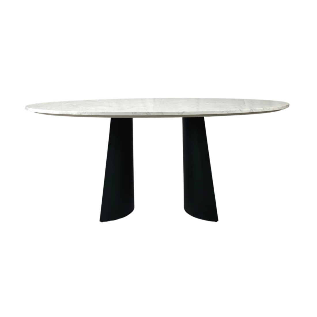 Rosemary Black Metal & White Marble Oval Dining Table | 6-8 Seater