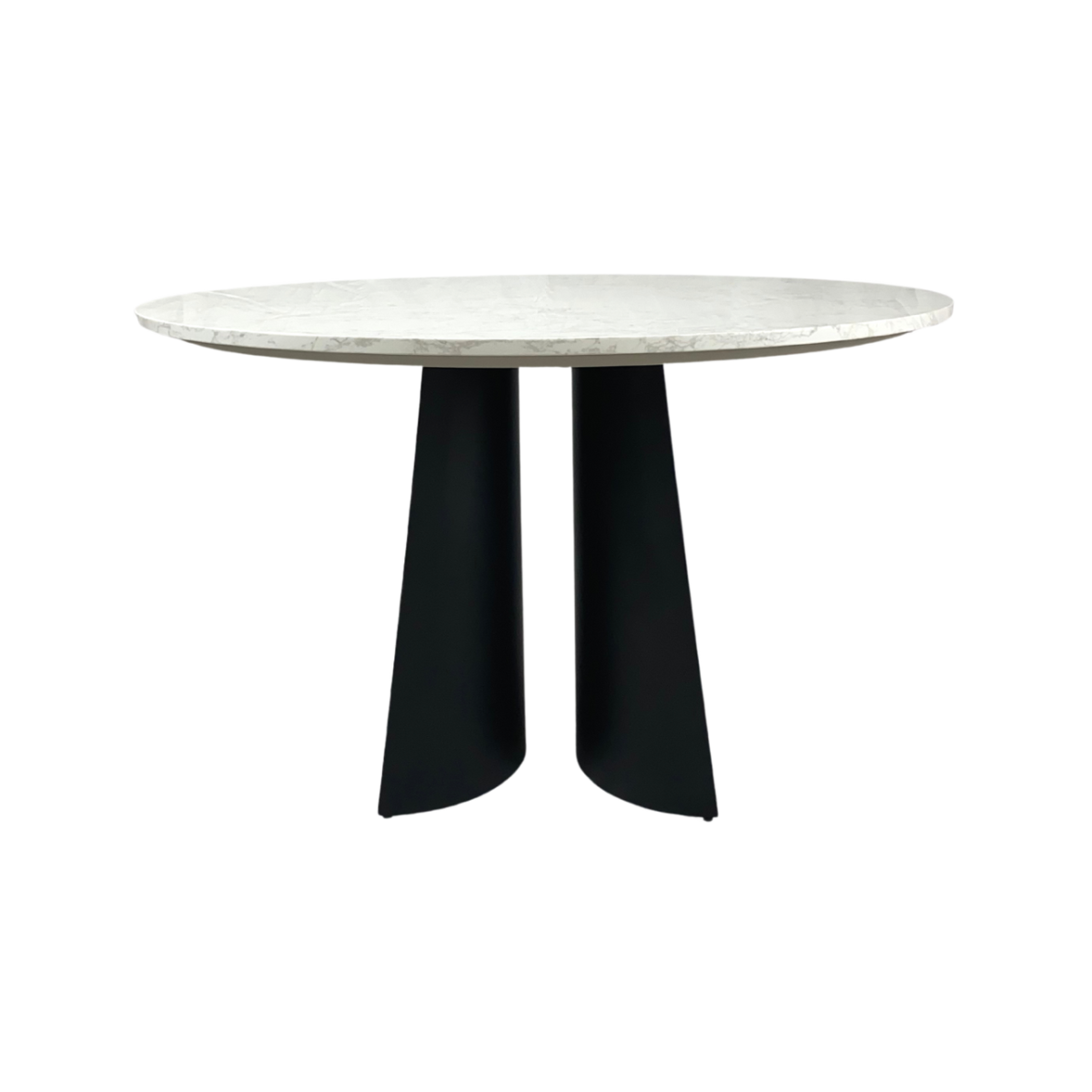 Rosemary Black Metal & White Marble Round Dining Table | 4 Seater