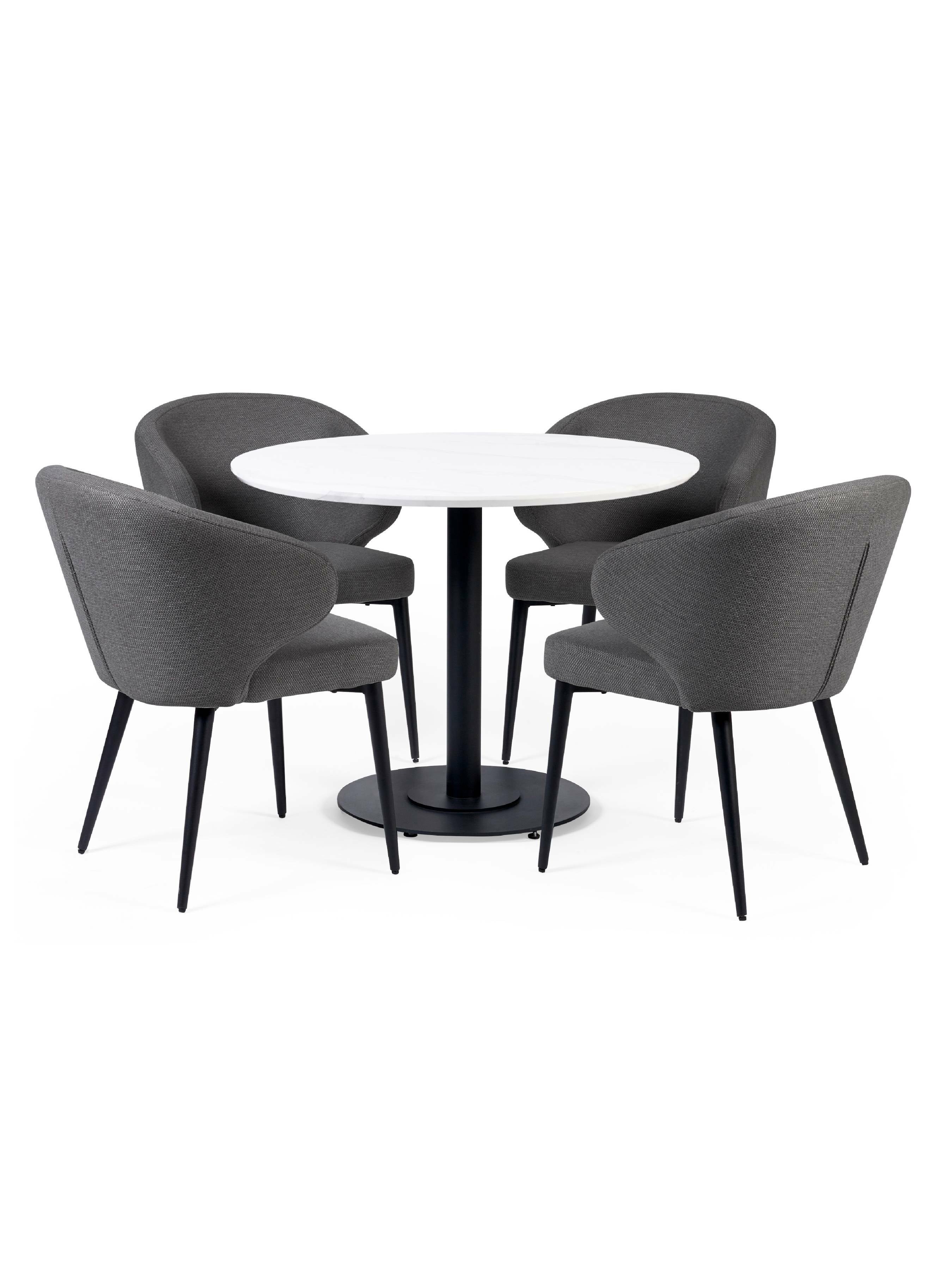 Romano White Marble Effect Round Dining Table 100cm
