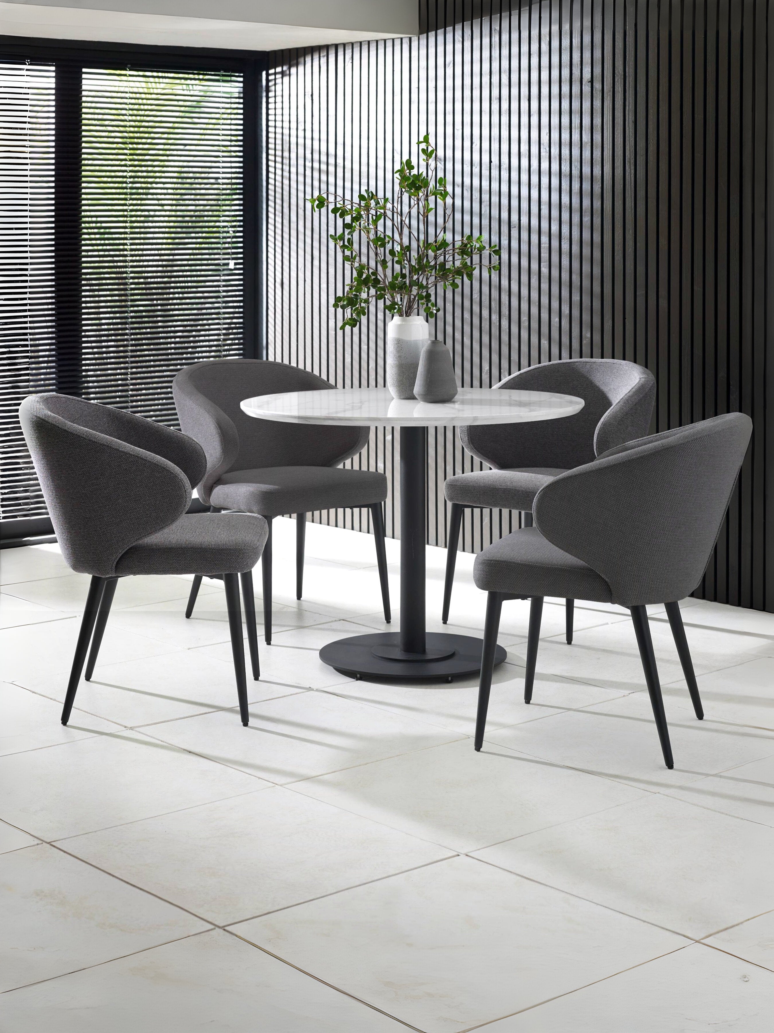 Romano White Marble Effect Round Dining Table 100cm