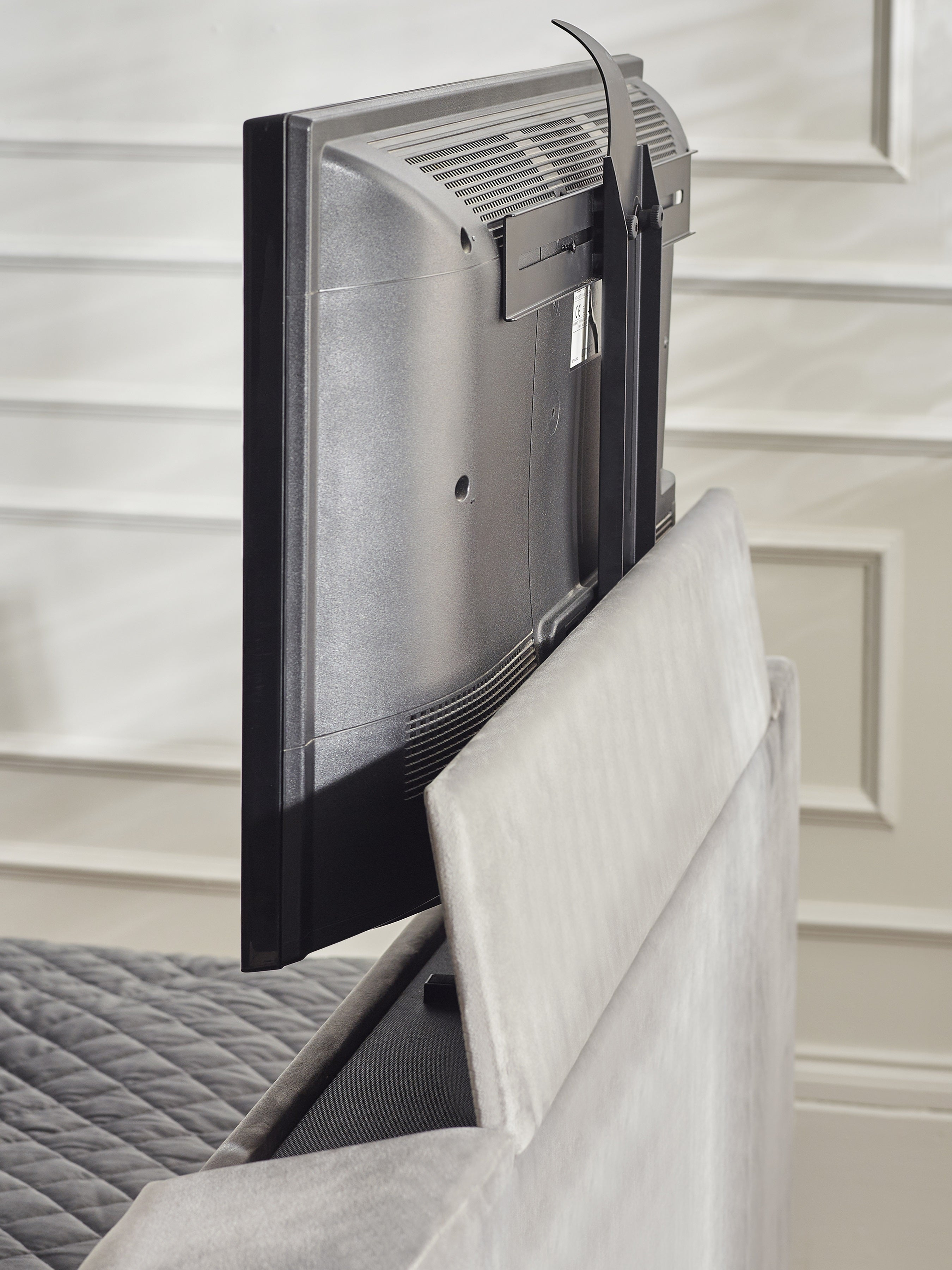 Alston Light Grey Velvet Ottoman TV Bed Double