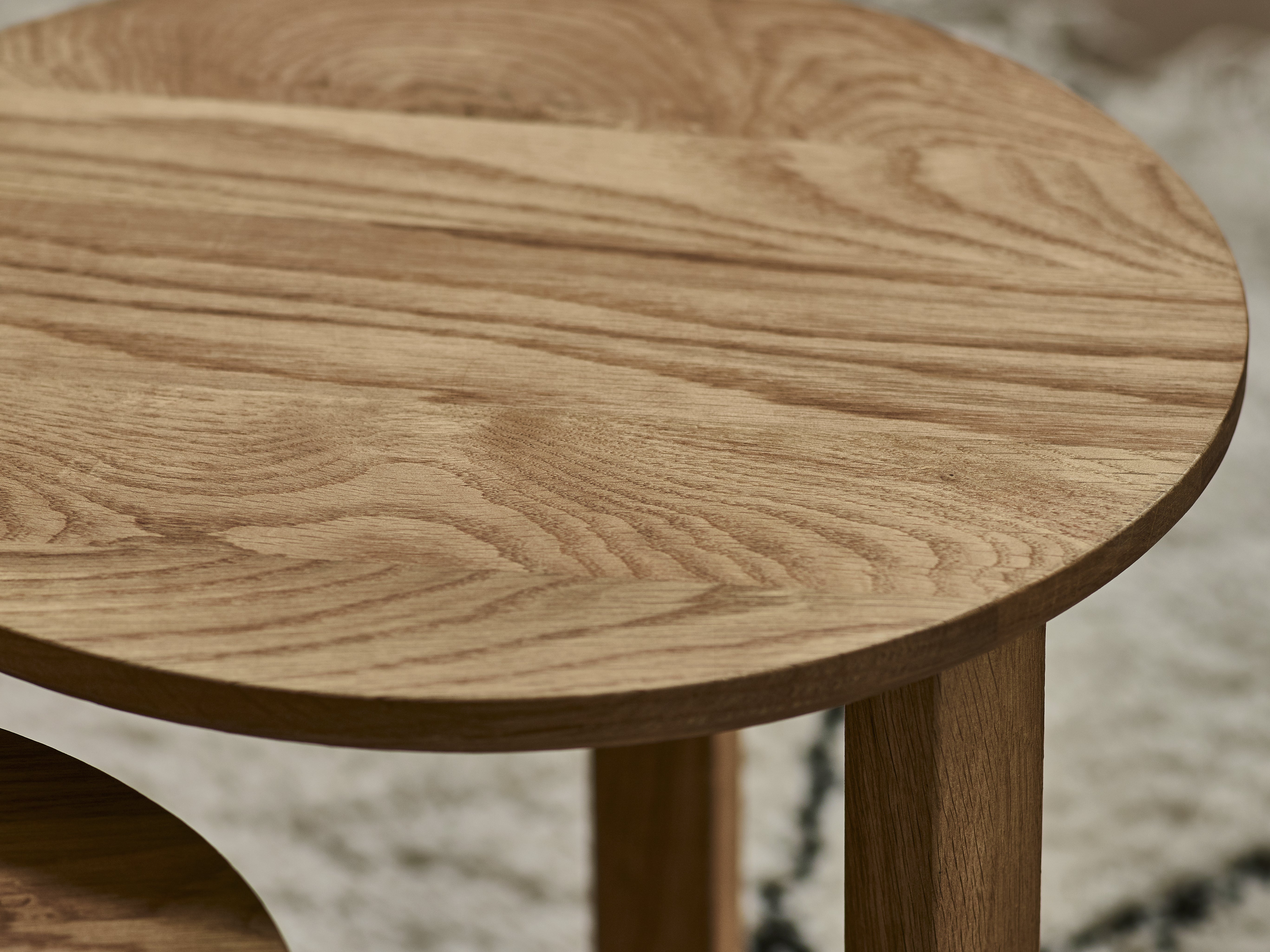 Rio Solid Oak Wood Nest Of 3 Side Tables