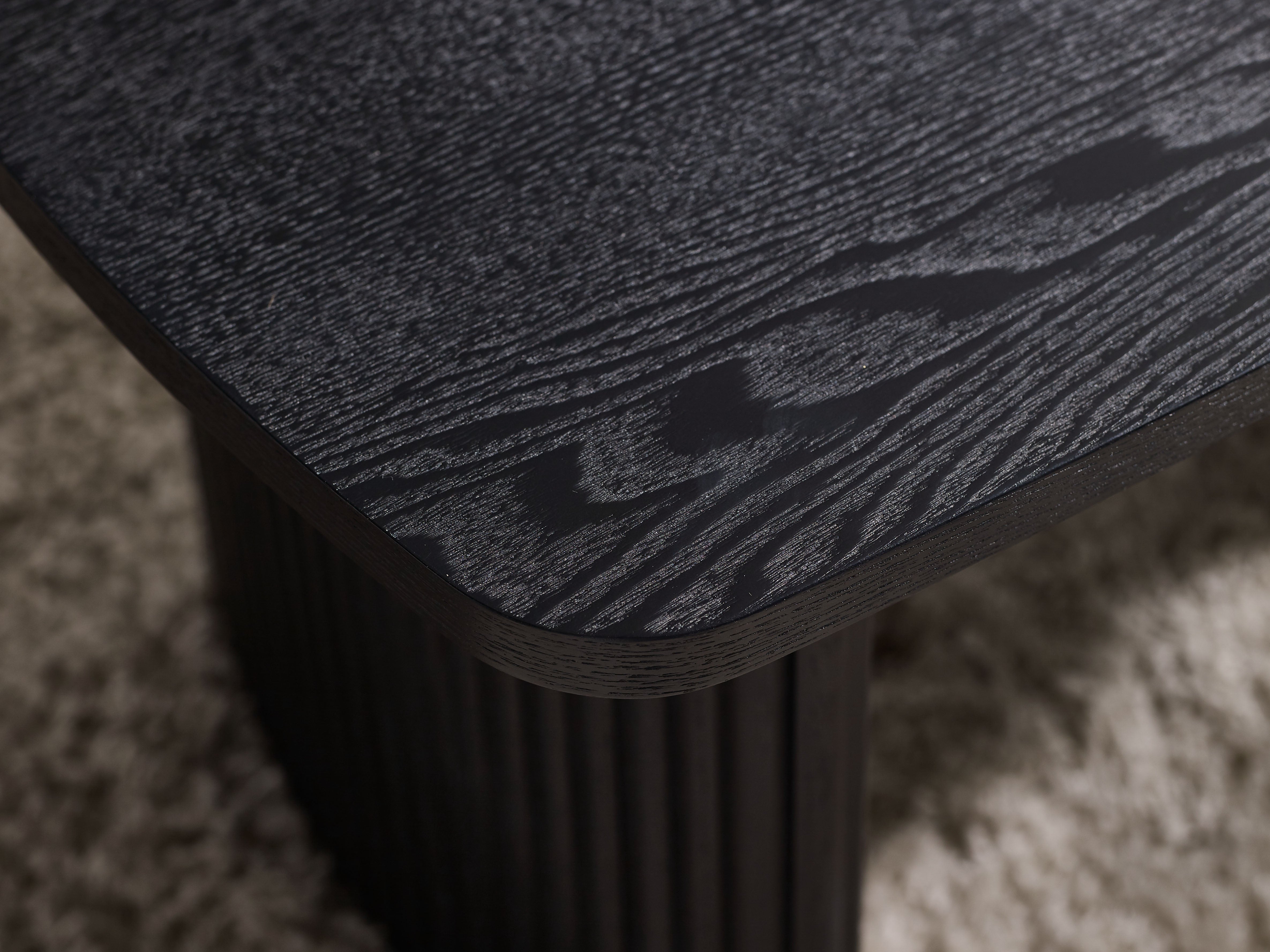 Como Reeded Black Wood Rectangle Coffee Table